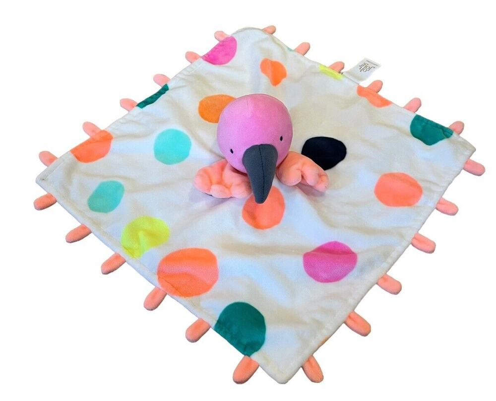 Target Oh Joy Pink Flamingo Baby Lovey Security Blanket Polka Dot Circles 13x13”